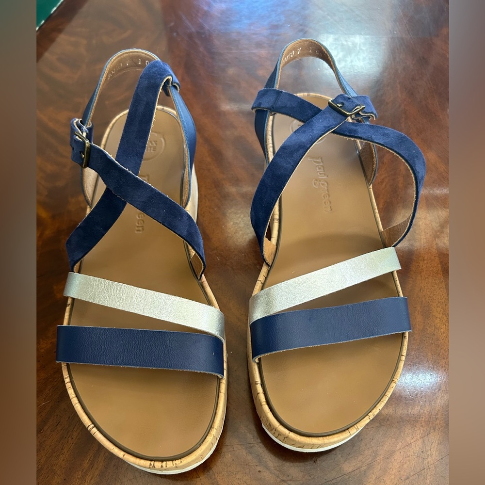 Paul Green Elegant Navy and Silver Sandals